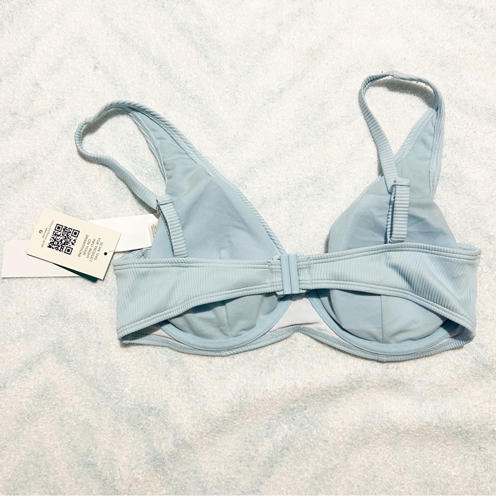 NEW Roxy Active Underwire Light Blue Ribbed Bikini Top Size Large (L) - Picture 5 of 6